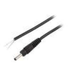 Kabel vodiče,DC 1,3/3,5 zástrčka přímý 0,5mm2 černá 1,5m
