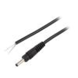 Kabel 1x0,5mm2 vodiče,DC 3,5/1,3 zástrčka přímý černá 1,5m