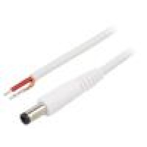Kabel 1x1mm2 vodiče,DC 5,5/2,5 zástrčka přímý bílá 1,5m