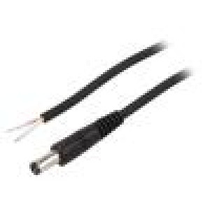 Kabel 1x0,75mm2 vodiče,DC 5,5/2,5 zástrčka přímý černá 1,5m