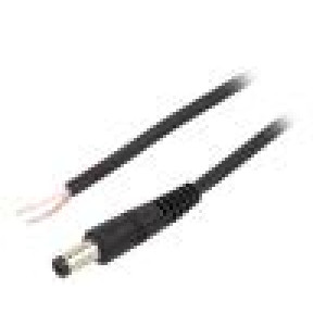 Kabel vodiče,DC 5,5/2,1 zástrčka přímý 0,75mm2 černá 1,5m