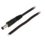Kabel vodiče,DC 5,5/1,7 zástrčka přímý 0,75mm2 černá 1,5m