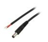 Kabel vodiče,DC 5,5/2,1 zástrčka přímý 1mm2 černá 0,5m