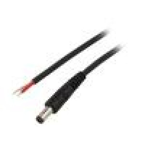 Kabel 1x1mm2 vodiče,DC 5,5/2,1 zástrčka přímý černá 0,5m