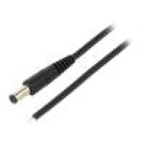Kabel 2x0,5mm2 vodiče,DC 5,5/1,7 zástrčka přímý černá 0,5m