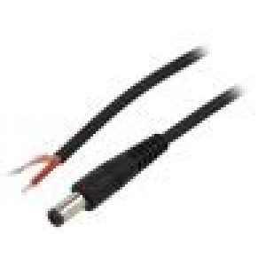 Kabel vodiče,DC 5,5/2,1 zástrčka přímý 1mm2 černá 1,5m