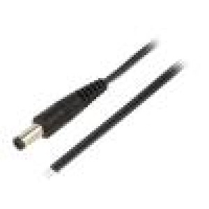 Kabel 2x0,5mm2 vodiče,DC 5,5/2,5 zástrčka přímý černá 0,5m