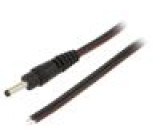 Kabel vodiče,DC 1,3/3,5 zástrčka přímý 0,75mm2 černá 0,5m