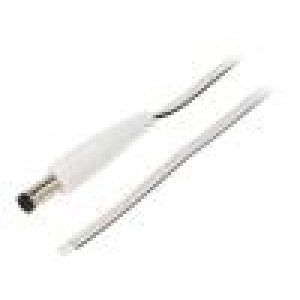 Kabel 2x0,35mm2 vodiče,DC 5,5/2,1 zástrčka přímý bílá 1,5m