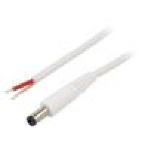 Kabel 1x1mm2 vodiče,DC 5,5/2,1 zástrčka přímý bílá 1,5m
