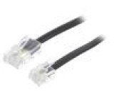 Cable: telephone flat RJ11 plug,RJ45 plug 10m black