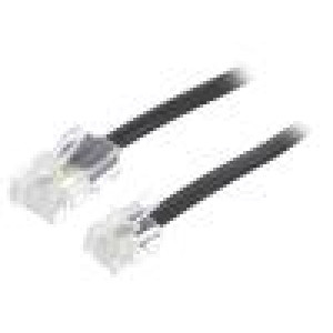 Cable: telephone flat RJ11 plug,RJ45 plug 15m black