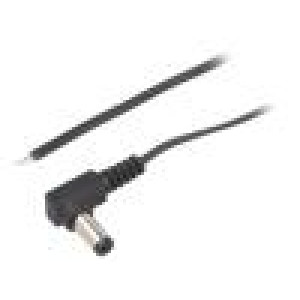 Kabel 2x0,35mm2 vodiče,DC 5,5/2,5 zástrčka úhlový černá 1,5m