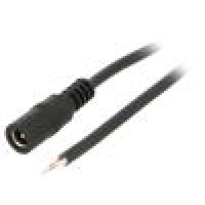 Kabel 2x0,5mm2 vodiče,DC 5,5/2,5 zásuvka přímý černá 2m