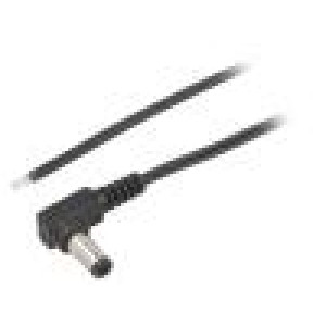 Kabel 2x0,35mm2 vodiče,DC 5,5/2,5 zástrčka úhlový černá 2m