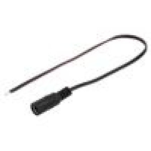 Kabel 2x0,35mm2 vodiče,DC 5,5/2,1 zásuvka přímý černá 0,25m