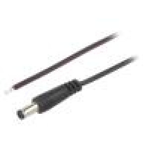 Kabel 2x0,35mm2 vodiče,DC 5,5/2,1 zástrčka přímý černá 2m