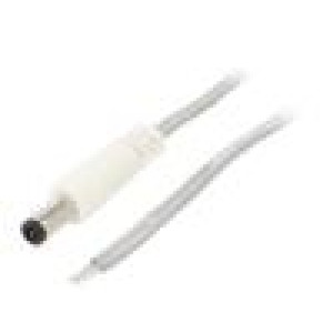 Kabel 2x0,5mm2 vodiče,DC 5,5/2,5 zástrčka přímý průhledná 5m