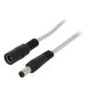 Kabel 2x0,5mm2 DC 5,5/2,1 zástrčka,DC 5,5/2,1 zásuvka přímý