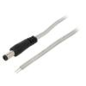Kabel 2x0,5mm2 vodiče,DC 5,5/2,1 zástrčka přímý průhledná