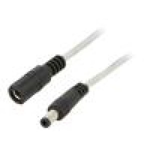 Kabel 2x0,5mm2 DC 5,5/2,5 zástrčka,DC 5,5/2,5 zásuvka přímý