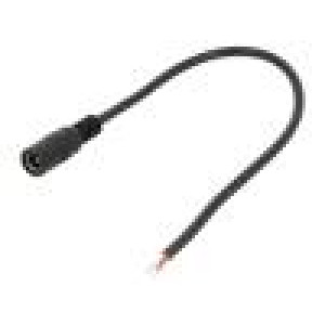 Kabel 2x0,5mm2 vodiče,DC 5,5/2,1 zásuvka přímý černá 0,25m
