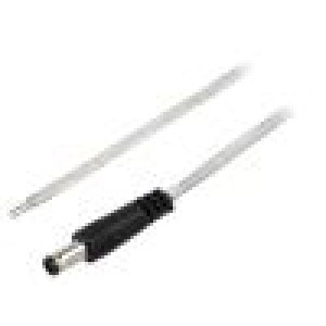 Kabel 2x0,5mm2 vodiče,DC 5,5/2,5 zástrčka přímý průhledná 2m