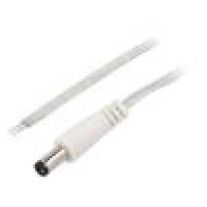 Kabel 2x0,5mm2 vodiče,DC 5,5/2,1 zástrčka přímý průhledná 3m