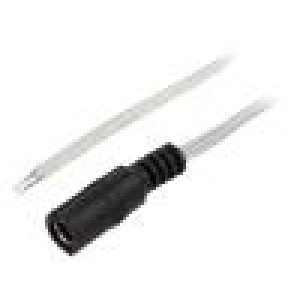 Kabel 2x0,5mm2 vodiče,DC 5,5/2,1 zásuvka přímý průhledná 2m