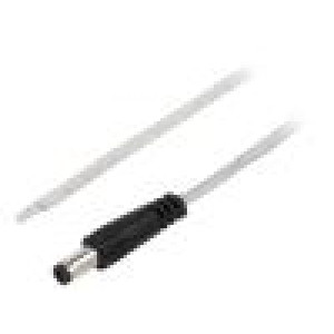 Kabel 2x0,5mm2 vodiče,DC 5,5/2,1 zástrčka přímý průhledná 5m