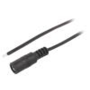 Kabel 2x0,35mm2 vodiče,DC 5,5/2,1 zásuvka přímý černá 2m