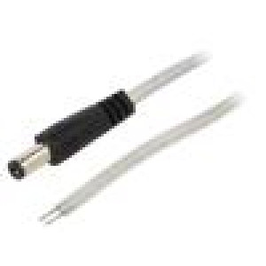Kabel 2x0,5mm2 vodiče,DC 5,5/2,1 zástrčka přímý průhledná