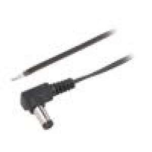 Kabel 2x0,35mm2 vodiče,DC 5,5/2,1 zástrčka úhlový černá 1,5m