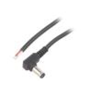 Kabel vodiče,DC 5,5/2,5 zástrčka úhlový 0,5mm2 černá Žíla: Cu