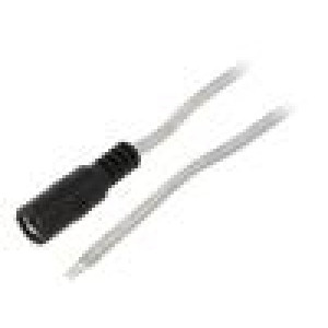 Kabel 2x0,5mm2 vodiče,DC 5,5/2,5 zásuvka přímý průhledná 2m