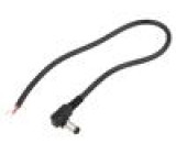 Kabel vodiče,DC 5,5/2,5 zástrčka úhlový 0,5mm2 černá Žíla: Cu