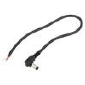 Kabel 2x0,5mm2 vodiče,DC 5,5/2,5 zástrčka úhlový černá 0,25m