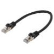 Patch cord S/FTP 6a drát Cu LSZH černá 0,25m 27AWG