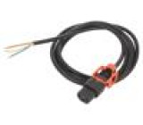 Kabel IEC C13 zásuvka,vodiče 2m s aretací IEC LOCK+ černá