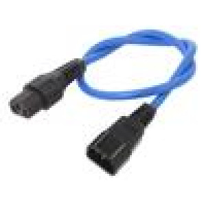 Kabel IEC C13 zásuvka,IEC C14 vidlice 0,5m modrá 10A 250V
