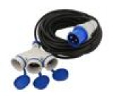 Prodlužovací síťový kabel Zásuvky: 3 guma černá 3x2,5mm2 20m