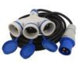 Prodlužovací síťový kabel Zásuvky: 3 guma černá 3x2,5mm2 10m