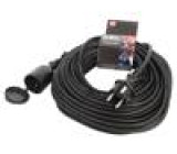 Prodlužovací síťový kabel Zásuvky: 1 guma černá 3x1mm2 30m
