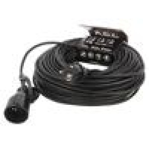 Prodlužovací síťový kabel Zásuvky: 1 guma černá 3x1mm2 40m