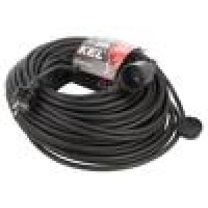 Prodlužovací síťový kabel Zásuvky: 1 guma černá 3x2,5mm2 50m