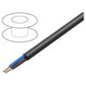 Vodič YKY kulatý drát Cu 2x10mm2 PVC černá 600V,1kV 100m