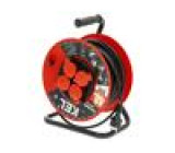 Prodlužovací síťový kabel bubnový Zásuvky: 4 guma černá 40m