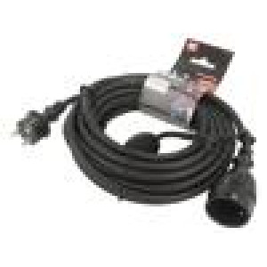 Prodlužovací síťový kabel Zásuvky: 1 guma černá 3x2,5mm2 10m
