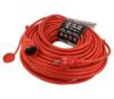 Prodlužovací síťový kabel Zásuvky: 1 guma červená 3x2,5mm2