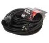 Prodlužovací síťový kabel Zásuvky: 1 guma černá 3x1,5mm2 30m